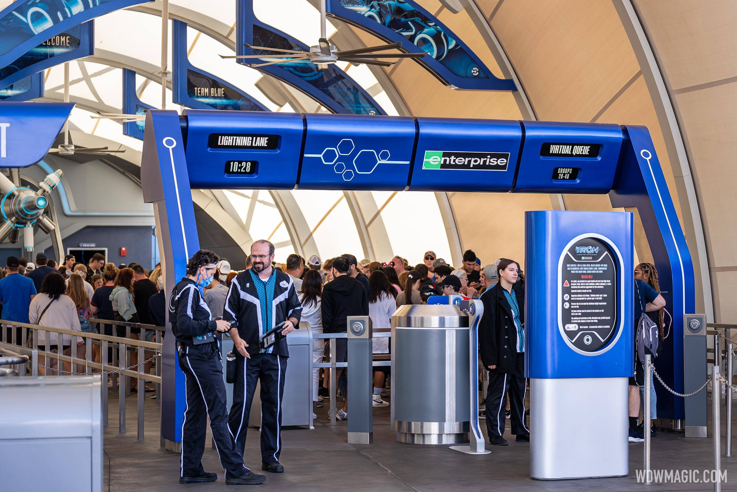 TRON Lightcycle Run Virtual Queue and Lightning Lane entrance