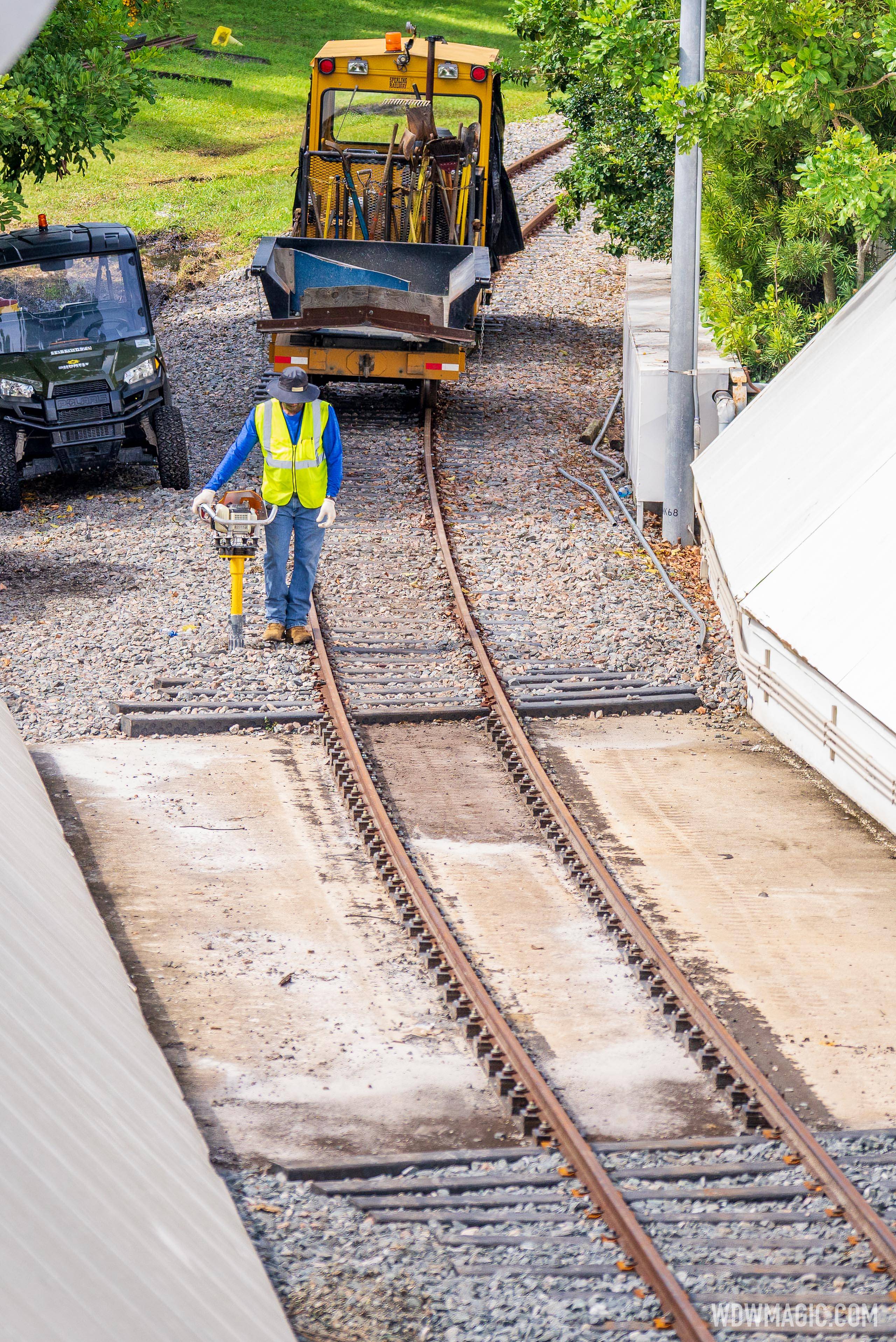 Walt Disney World Railroad track installation in Tomorrowland - May 23 2022