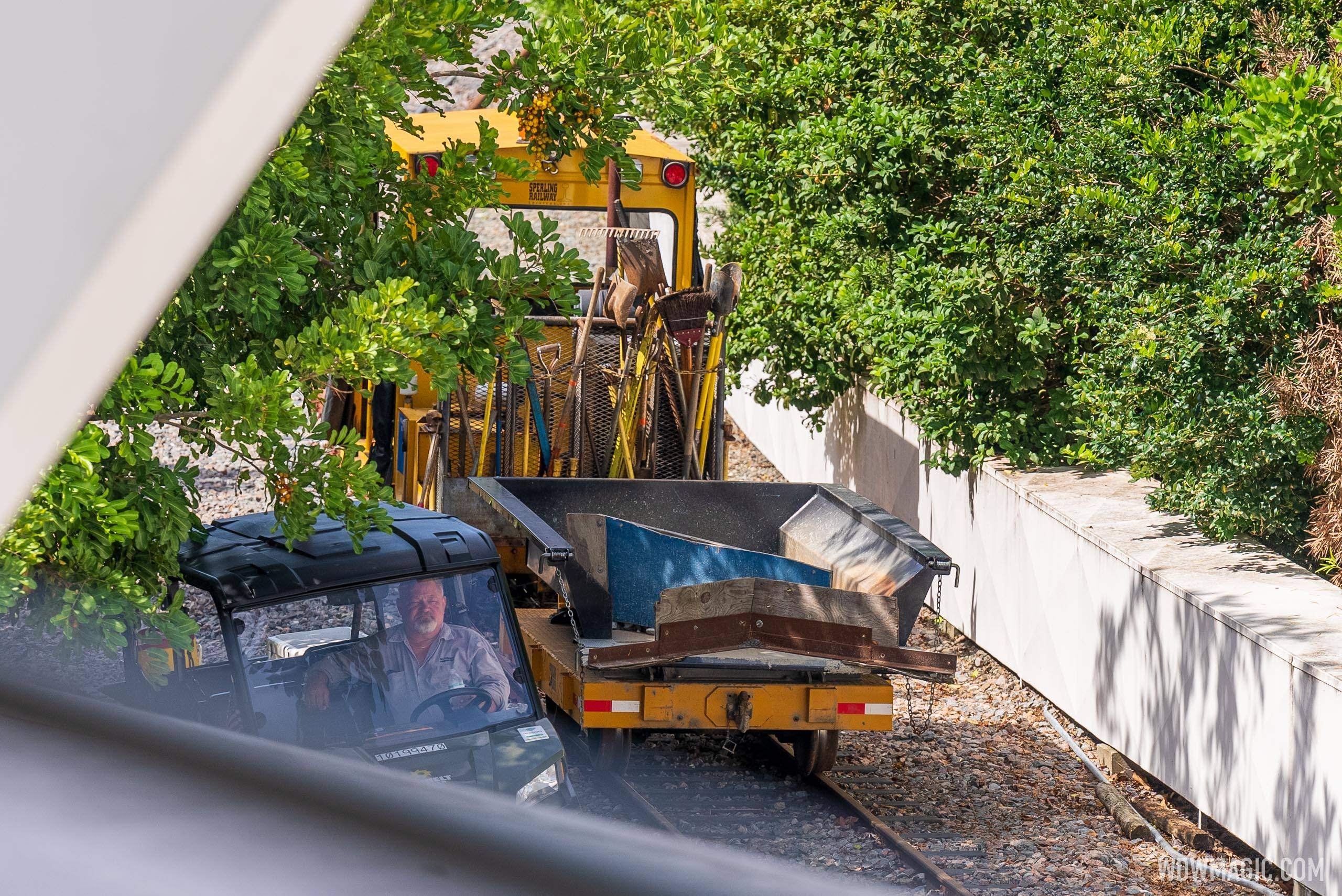 Walt Disney World Railroad track installation in Tomorrowland - May 23 2022